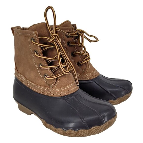 Ocean and coast boys girls 12M Aaron unisex brown tan lace up duck boots